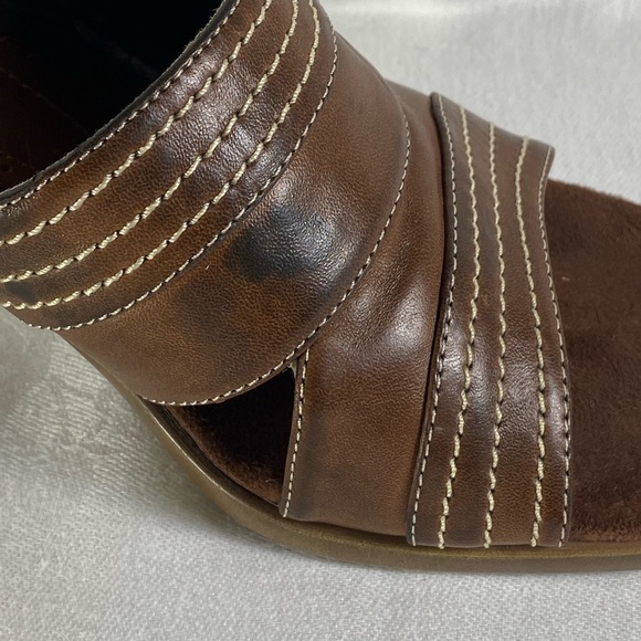 Spring Womens Slide Brown Leather Women Sandal Sz 7 Heel Summer Feminine Glam - Picture 3 of 9